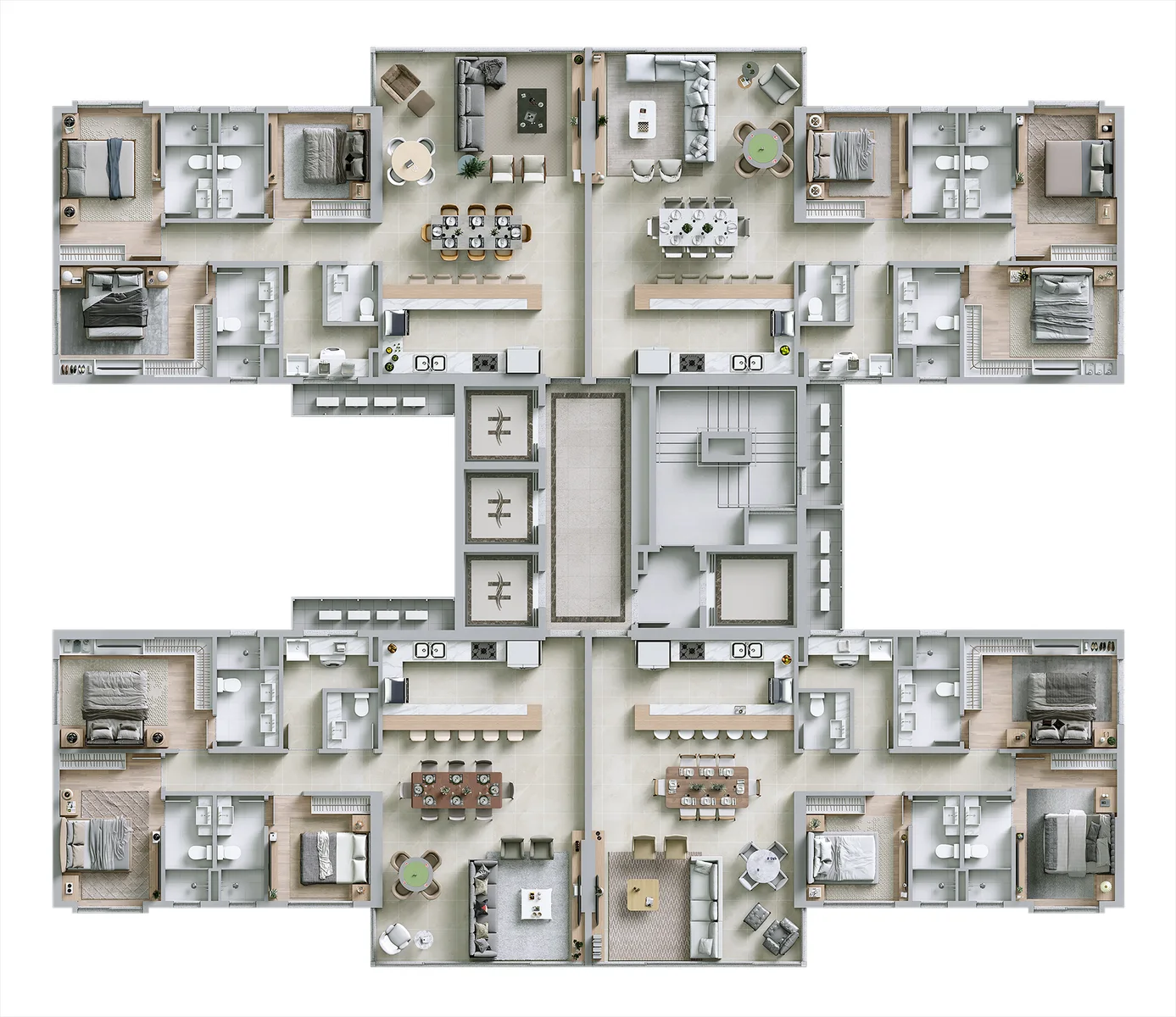 Planta Tipo 2 - 125,47 m² a 126,31 m²